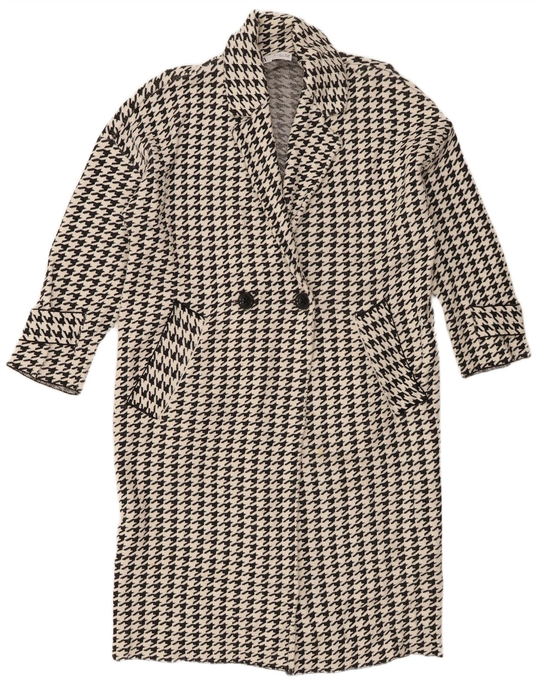 Женское пальто оверсайз Zara UK 10, маленькое черное из вискозы с узором «гусиные лапки»