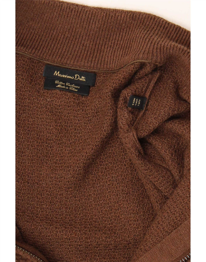 Мужской кардиган Massimo Dutti, большой коричневый хлопковый свитер