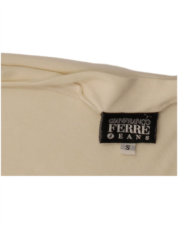 Gianfranco Ferre Женский топ с рисунком с длинным рукавом UK 10, маленький, белый цвет