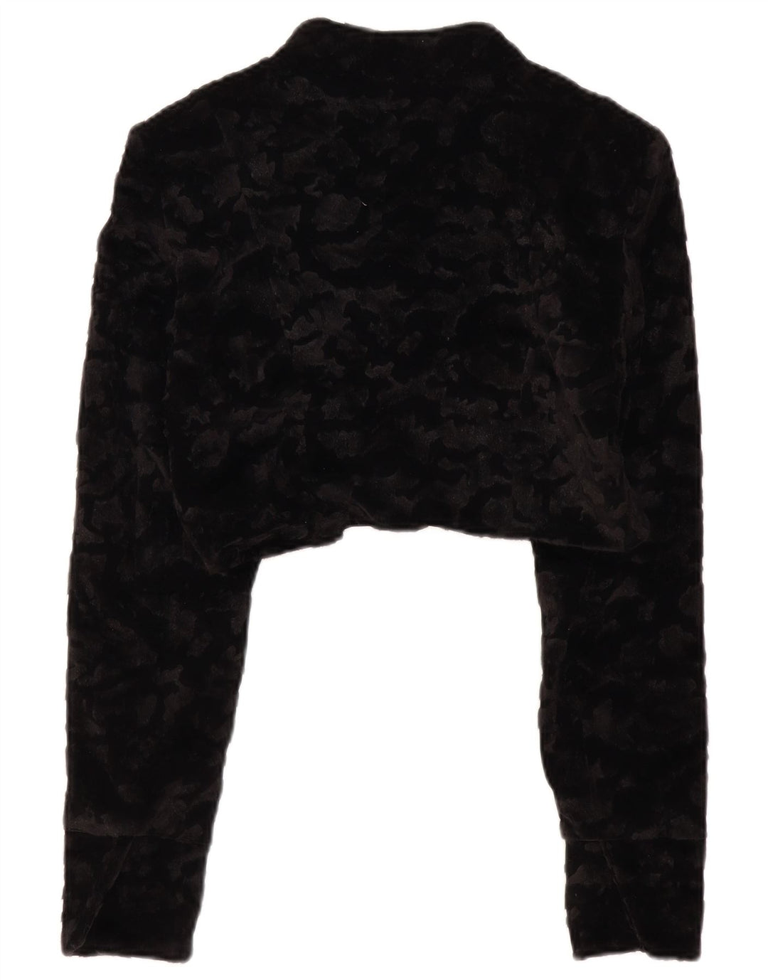 ВИНТАЖНОЕ женское болеро из искусственного меха UK 14, большой черный полиэстер