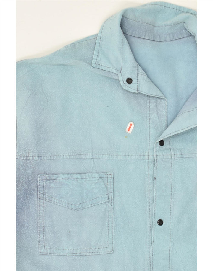 VINTAGE Mens Short Sleeve Shirt Medium Blue Vintage Vintage and Second-Hand Vintage from Messina Hembry 