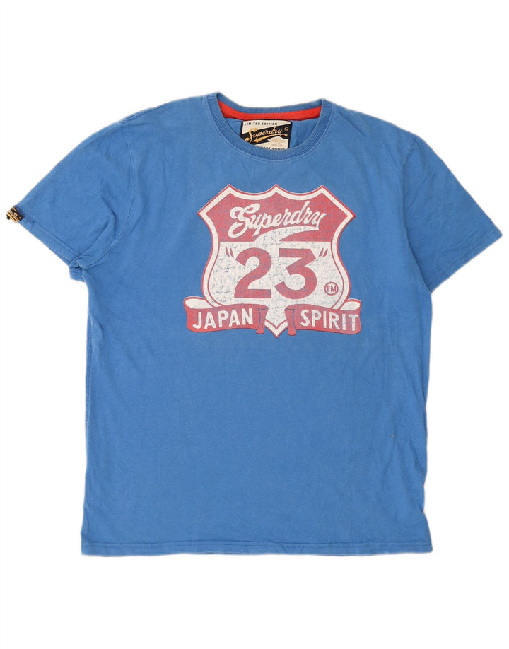 Мужская футболка с рисунком Superdry, 2XL, синяя, хлопок
