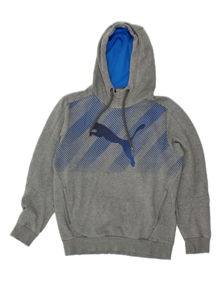 PUMA Mens Graphic Hoodie Jumper Small Grey Cotton Vintage Puma and Second-Hand Puma from Messina Hembry 