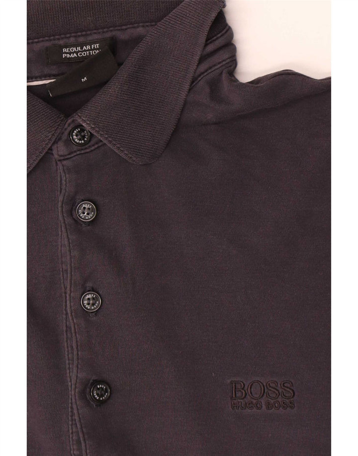 Мужская рубашка-поло обычного кроя Hugo Boss с длинными рукавами, средний черный хлопок