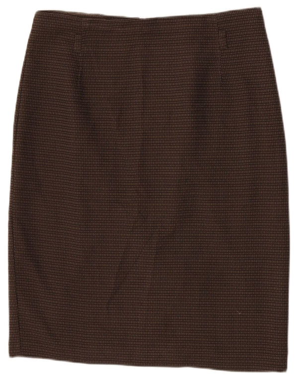 Marks & Spencer Womens Pencil Skirt  W32 Large Brown Geometric Polyester