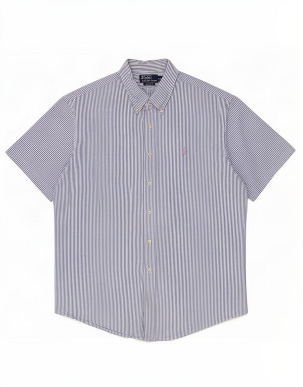 Мужская рубашка с коротким рукавом Polo Ralph Lauren 2XL, синяя в тонкую полоску