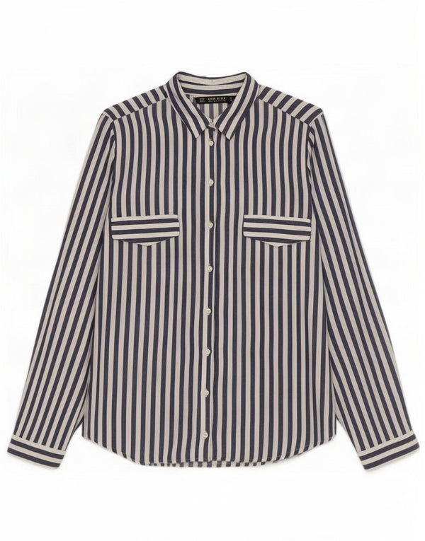 Женская рубашка Zara UK 6 XS из вискозы темно-синего цвета в полоску