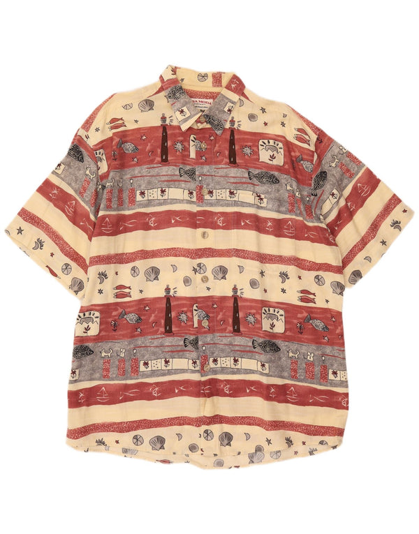 Мужская рубашка CASA MODA с коротким рукавом и рисунком, размер 44 XL, бежевая полоска