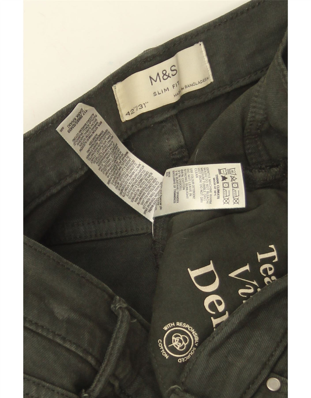Мужские узкие джинсы Marks & Spencer W42 L31, зеленый хлопок