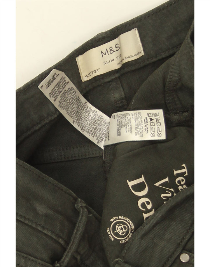 Мужские узкие джинсы Marks & Spencer W42 L31, зеленый хлопок