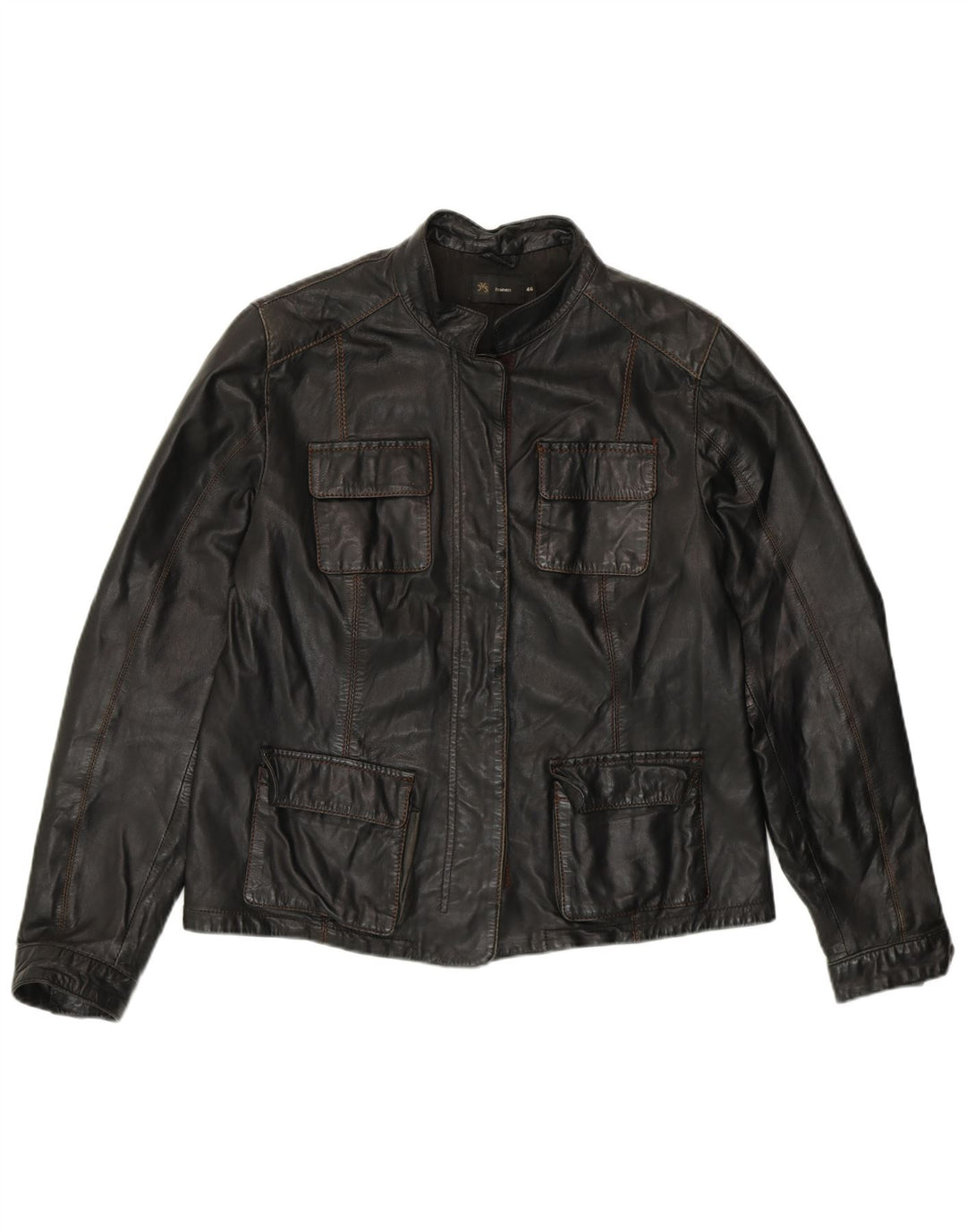 Куртка женская кожаная OVS IT 46 большая черная кожа