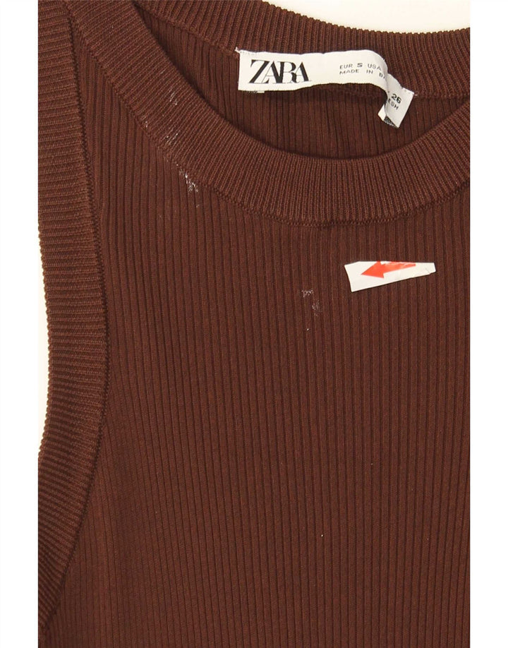 Женский жилет Zara UK 8, маленький, коричневый, вискоза
