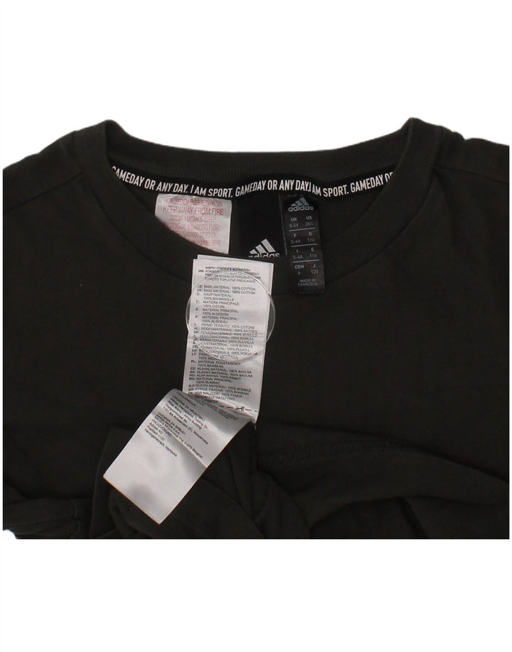 Футболка Adidas с рисунком для мальчиков, топ 5–6 лет, хлопок цвета хаки