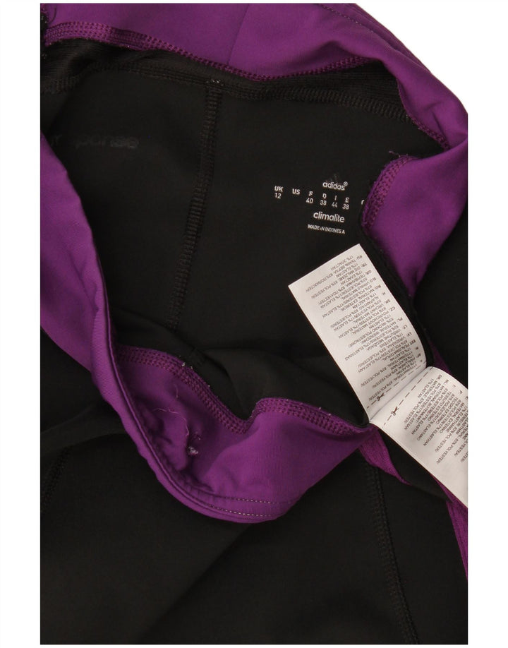 Женские леггинсы-капри Adidas Climalite UK 12, средние черные с цветными блоками
