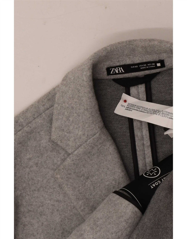 Мужское пальто Zara UK 34 XS серое в крапинку из полиэстера