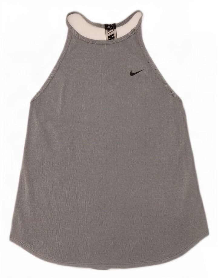 Женский жилет с графическим рисунком Nike Dri Fit UK 8, маленький серый полиэстер с цветными блоками