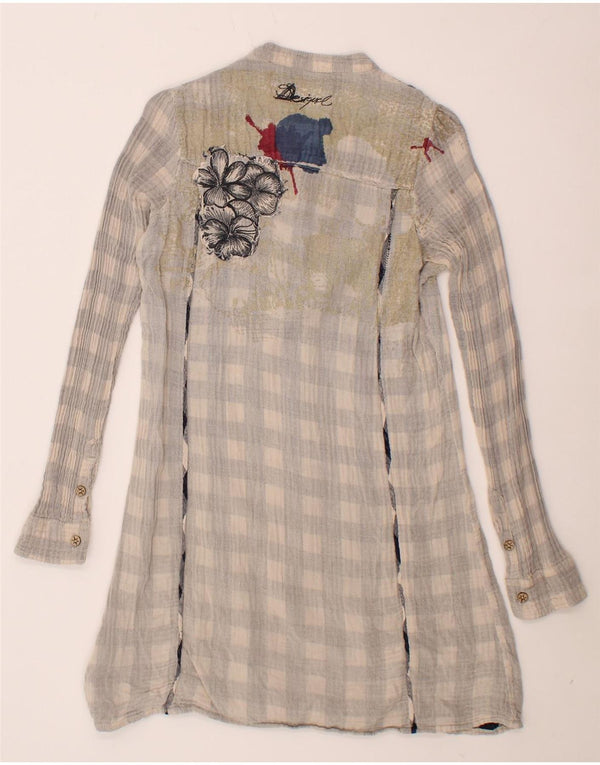 Женское платье-пуловер DESIGUAL UK 10, маленькое серое хлопковое платье с цветочным принтом