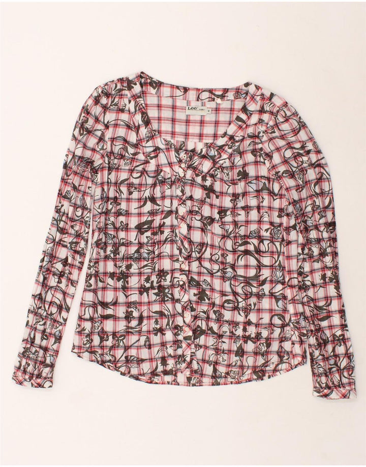 LEE Womens Shirt Blouse UK 12 Medium Red Floral Cotton | Vintage Lee | Thrift | Second-Hand Lee | Used Clothing | Messina Hembry 