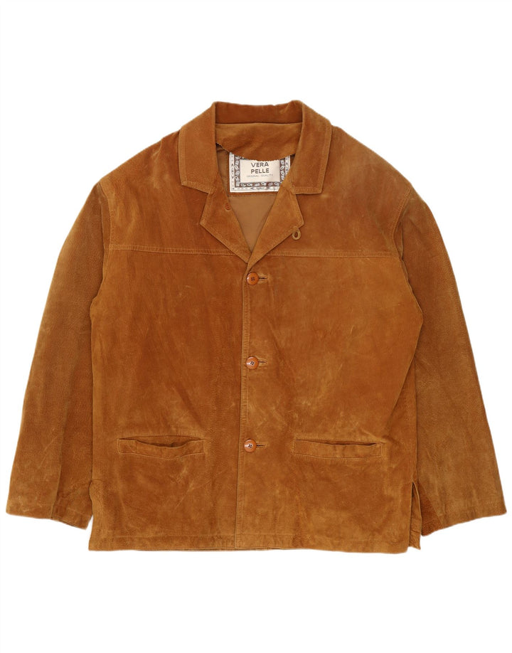 Винтажная мужская замшевая куртка IT 46 маленькая бежевая кожаная