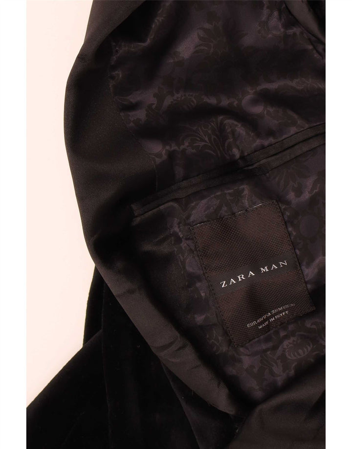 Мужской пиджак Zara на 2 пуговицах EU 48, средний черный, хлопковый