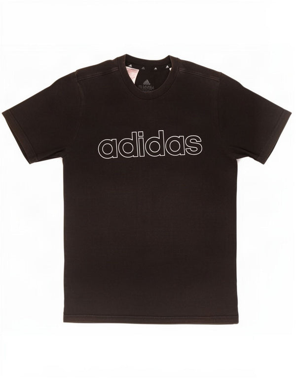 Футболка Adidas с рисунком для мальчиков, топ 13-14 лет, черный хлопок