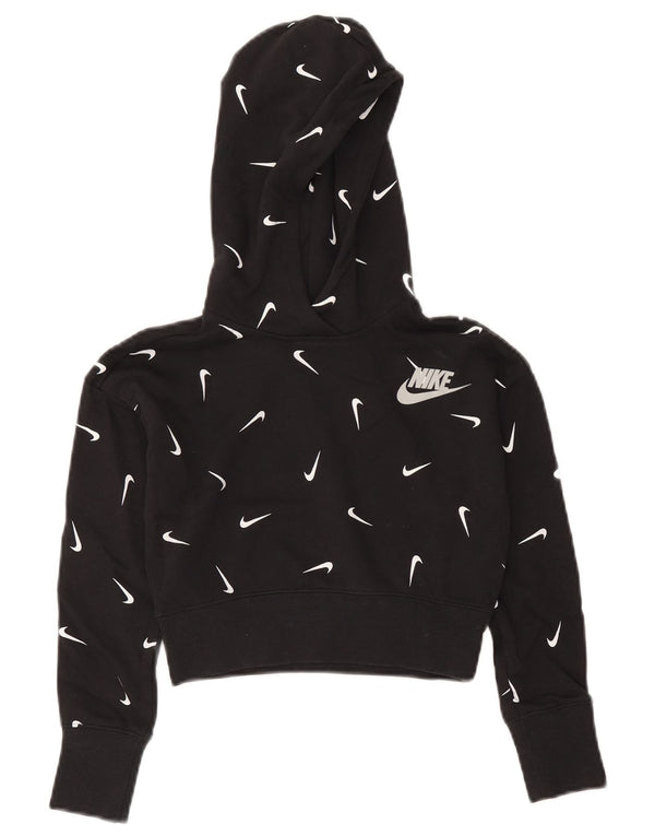 Укороченный джемпер с капюшоном стандартного кроя Nike для девочек 8–9 лет, маленький черный