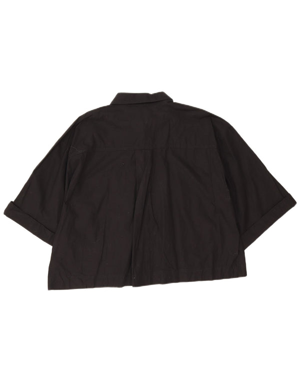 Женская укороченная рубашка с коротким рукавом Zara UK 18 XL, черная