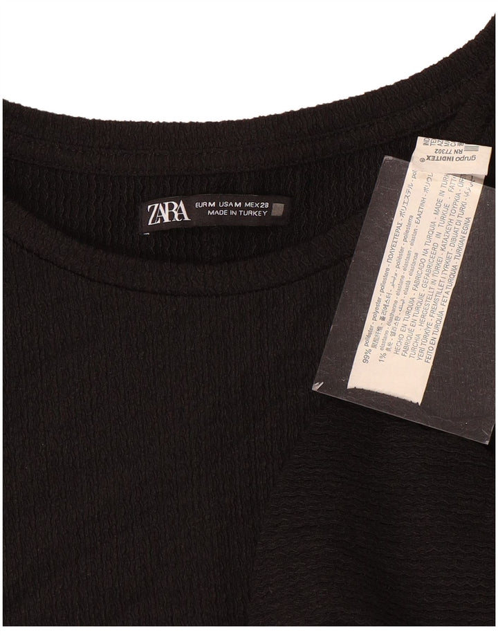 Женская футболка Zara Top UK 14, средний черный, полиэстер
