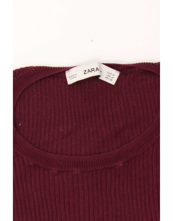 Женская футболка Zara Top UK 12, средний бордовый