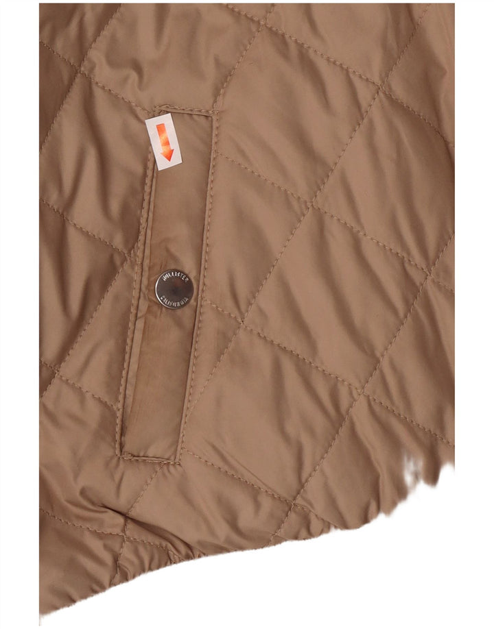 HOLLISTER Женская стеганая куртка с капюшоном UK 10, маленькая, бежевый, полиэстер