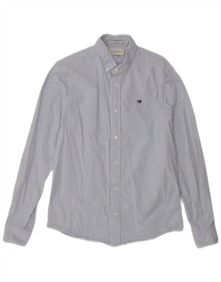Мужская рубашка SCOTCH & SODA из хлопка в тонкую полоску среднего синего цвета
