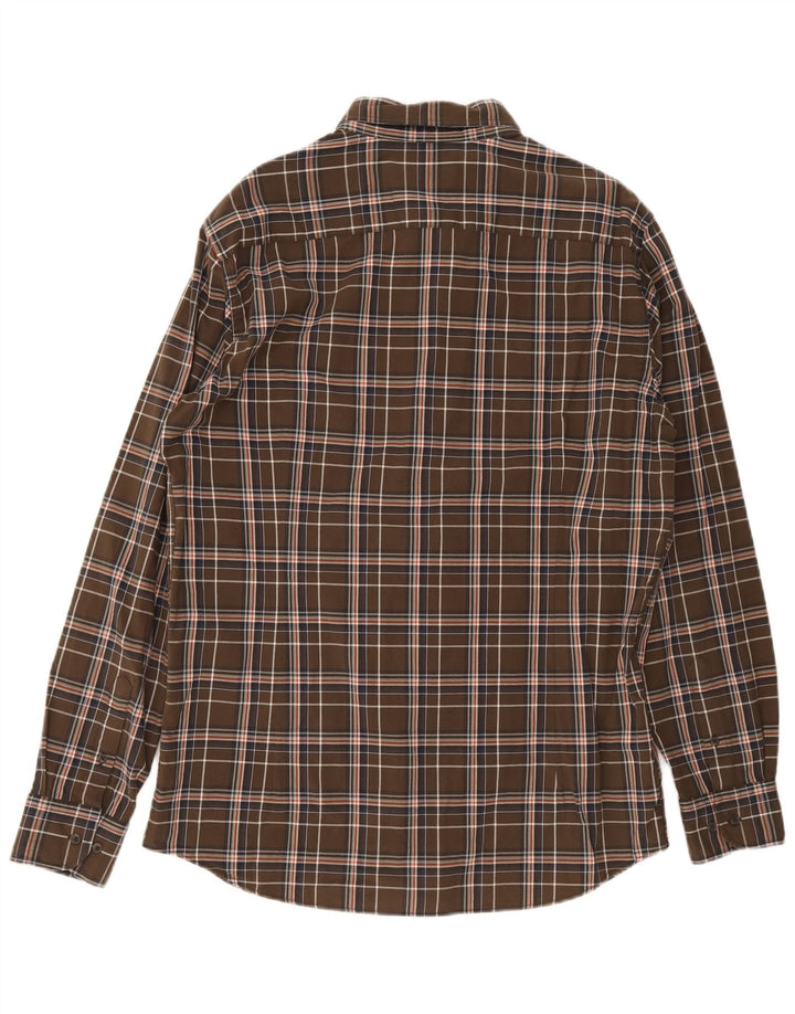 Мужская рубашка Massimo Dutti XL, коричневая клетка, хлопок