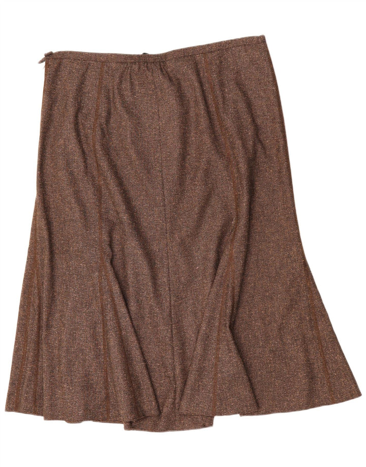 BRENDELLA Womens A-Line Skirt W33 Large Brown Flecked Polyester Classic
