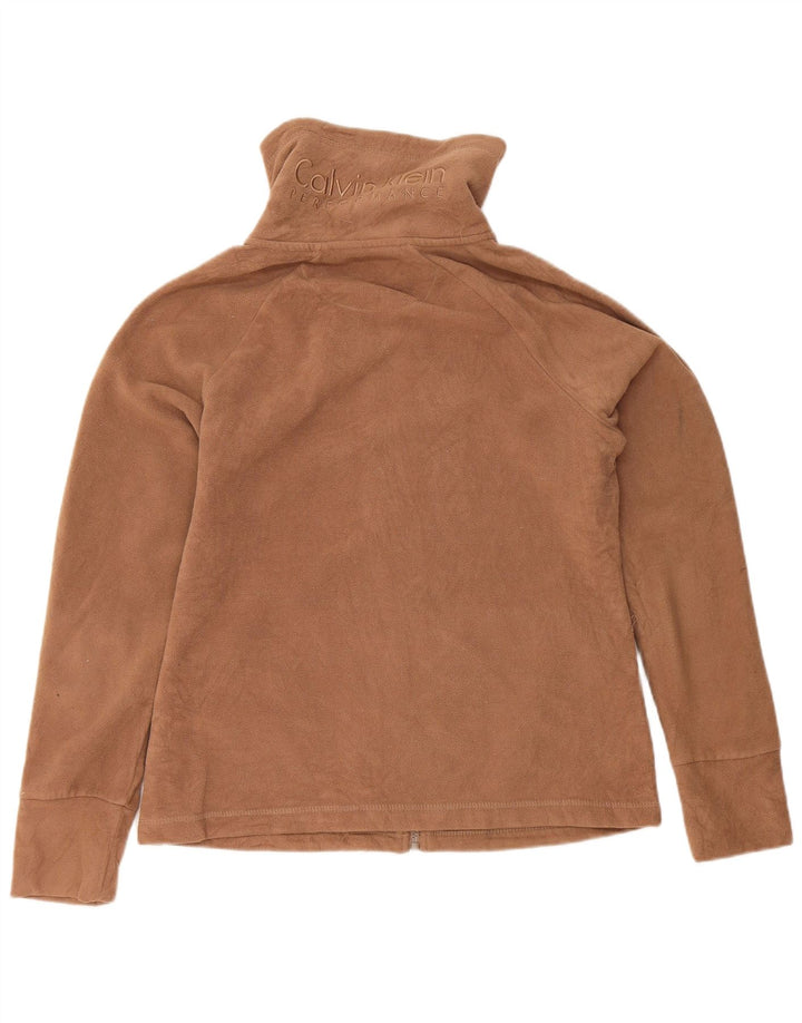 Женская флисовая куртка с графическим рисунком Calvin Klein UK 14, средний коричневый полиэстер