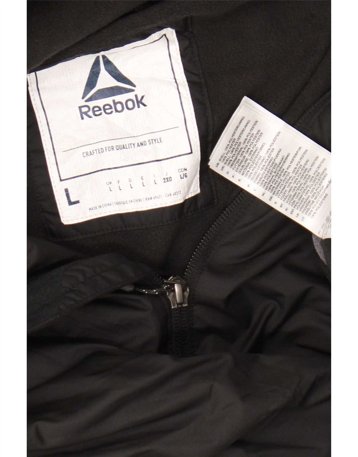 Мужская спортивная куртка Reebok с капюшоном, большая черная полиэстер