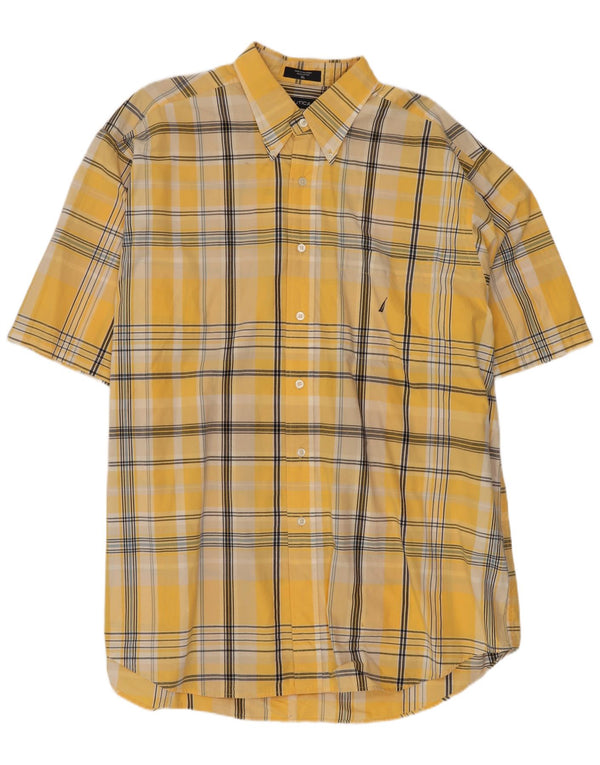 Мужская рубашка Nautica с коротким рукавом XL, желтая клетка, хлопок