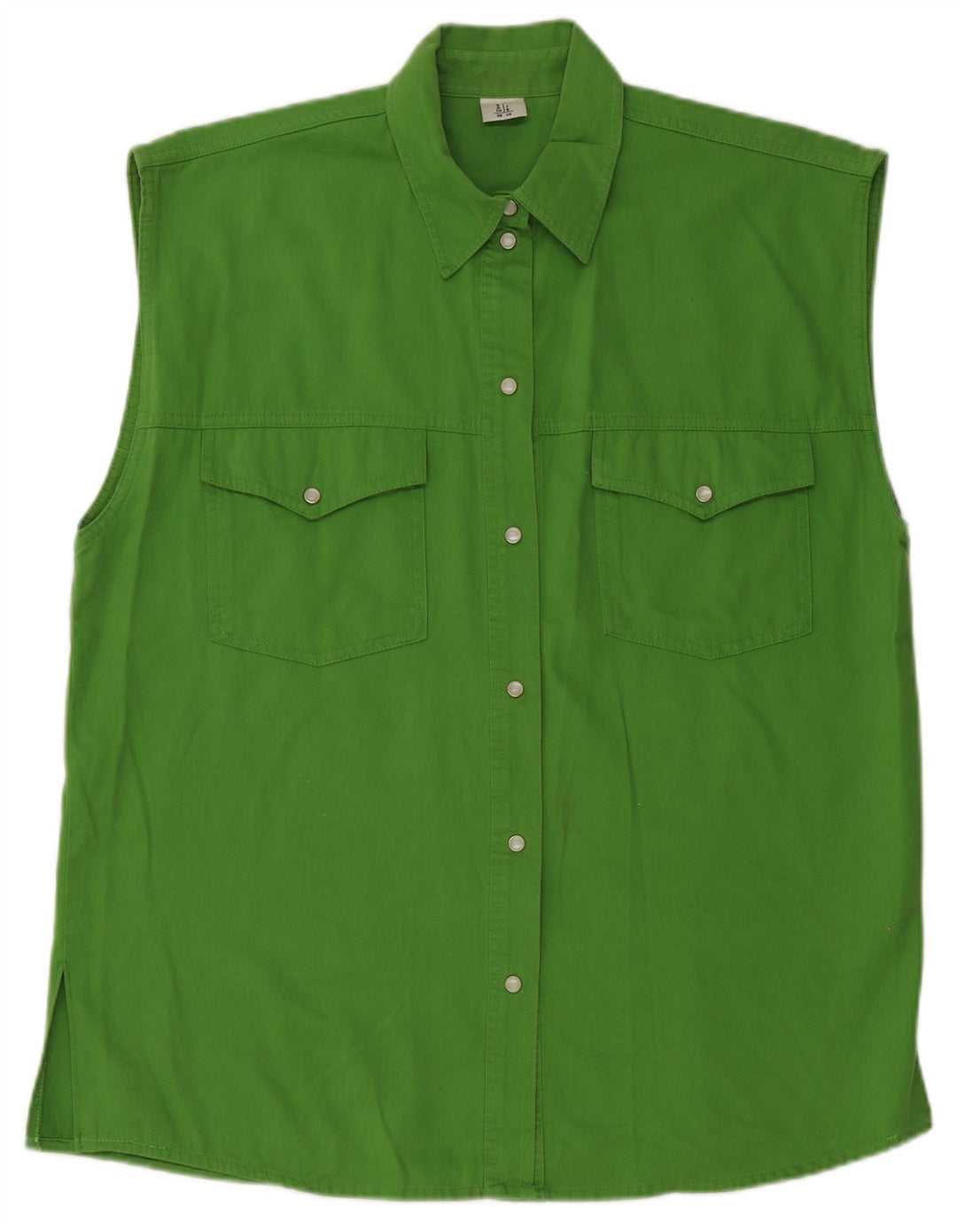 Винтажная женская рубашка без рукавов большого размера EU 40, средний зеленый хлопок, хлопок