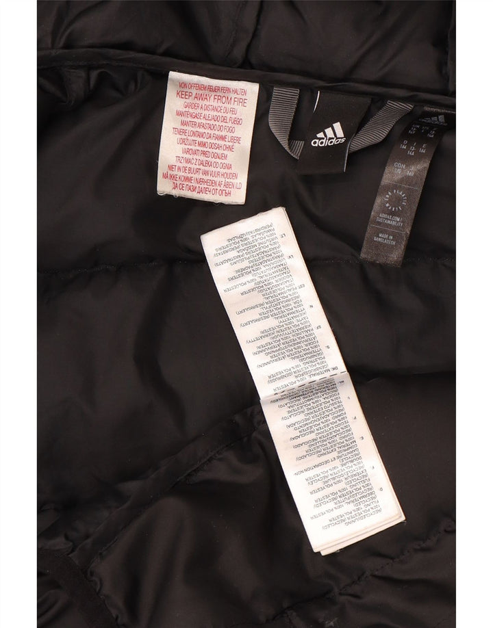 Утепленная куртка Adidas с капюшоном для мальчиков 13–14 лет, черная, полиэстер с цветными блоками