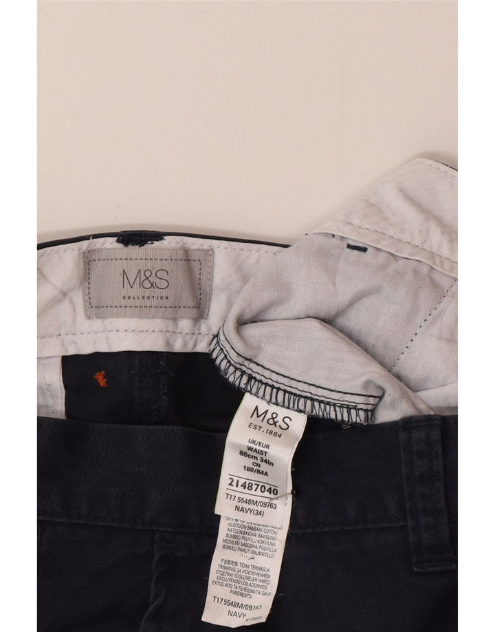 Мужские шорты-чиносы Marks & Spencer W34, большие, темно-синие, хлопковые