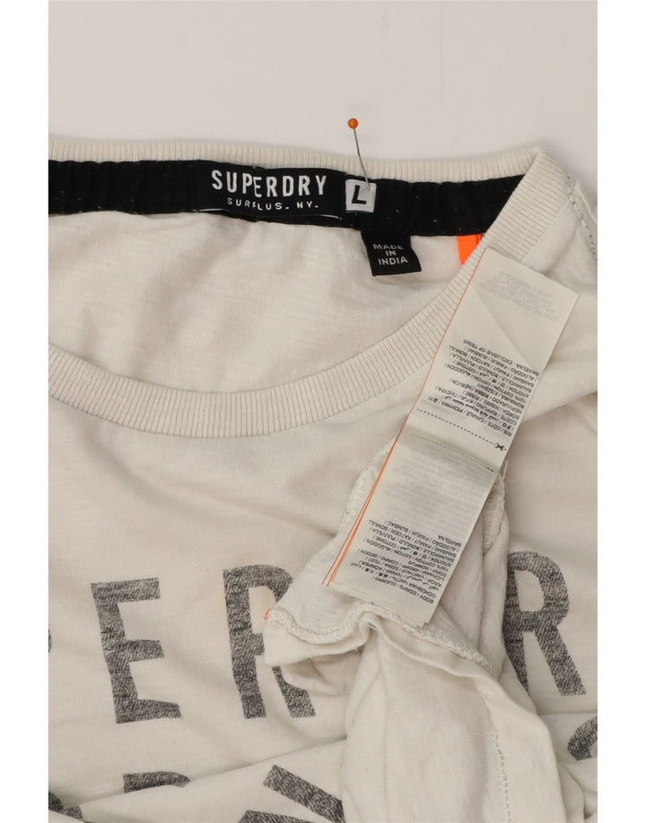 SUPERDRY Мужской топ с рисунком, длинный рукав, большой белый хлопок