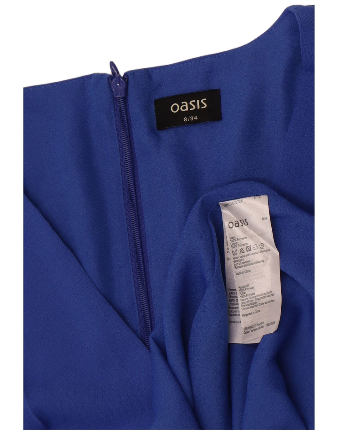 Женское платье-футляр Oasis с рукавом 3/4, Великобритания, 8, маленькое синее, полиэстер