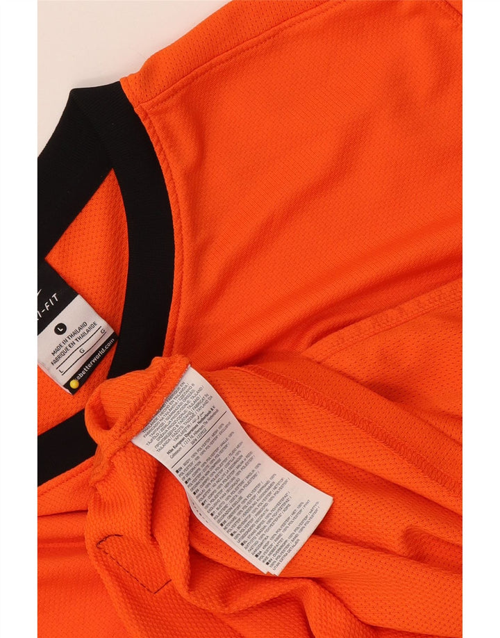 Мужской топ Nike Dri Fit с длинным рукавом, большой оранжевый полиэстер с цветными блоками