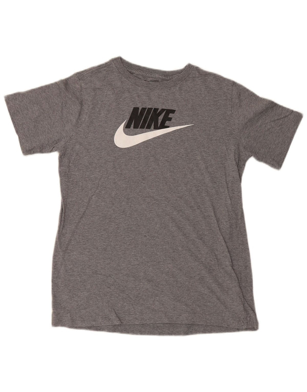 Футболка с рисунком Nike для мальчиков, топ 13–14 лет, XL, серый хлопок