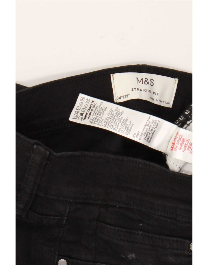 Мужские прямые джинсы Marks & Spencer W34 L29, черный хлопок