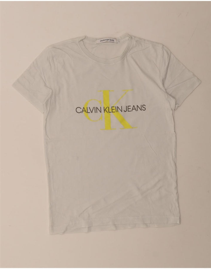 CALVIN KLEIN JEANS Мужская футболка с рисунком Верх среднего белого цвета