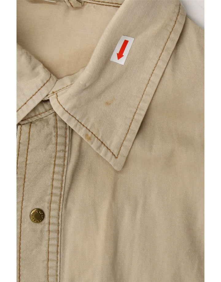 VINTAGE Mens Shirt Large Khaki Cotton Vintage Vintage and Second-Hand Vintage from Messina Hembry 