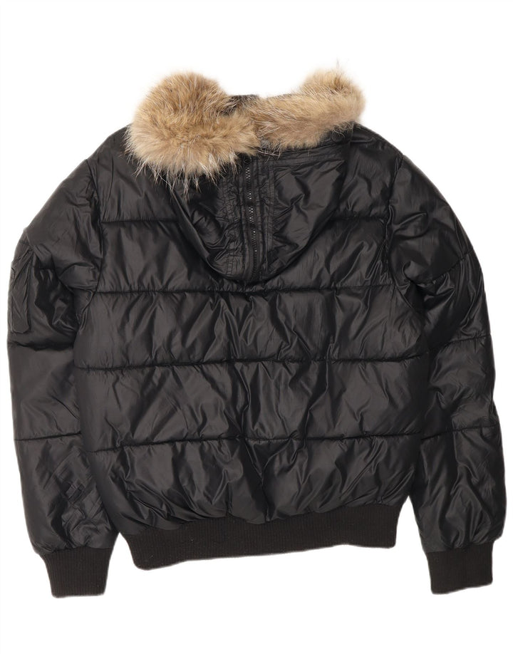 PICKWICK Женская стеганая куртка с капюшоном UK 18 XL, черный нейлон