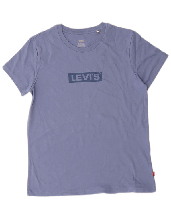 Levi's Womens Graphic T-Shirt Top UK 14 Medium Blue Cotton