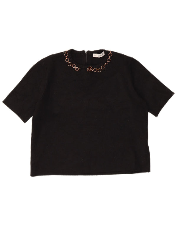 Женская укороченная блузка Zara UK 12, средний черный, вискоза