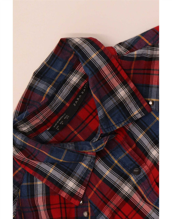 Женская фланелевая рубашка Zara UK 14, средний красный в клетку